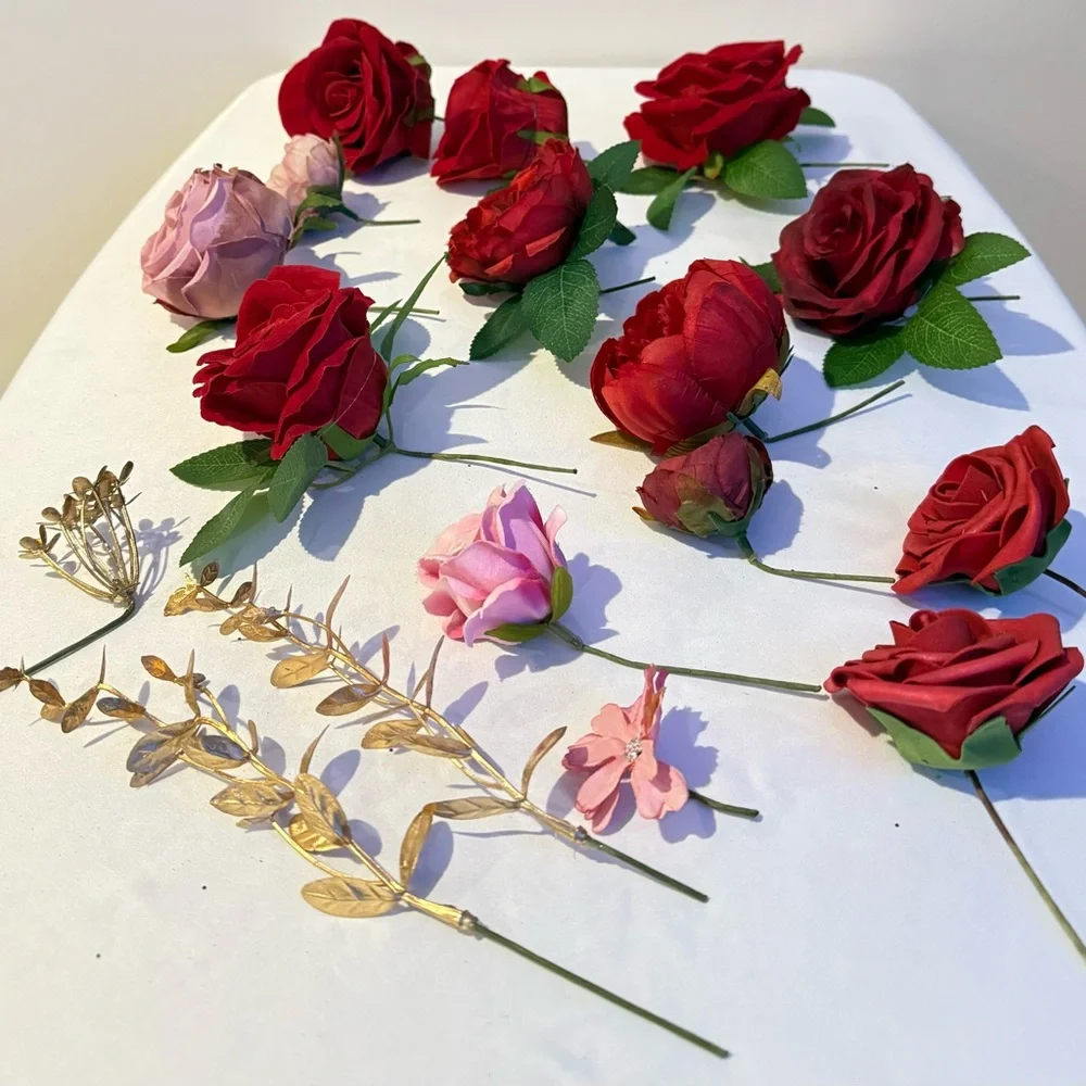 17 PCS Artificial Flowers Combo Fake Flowers for DIY.